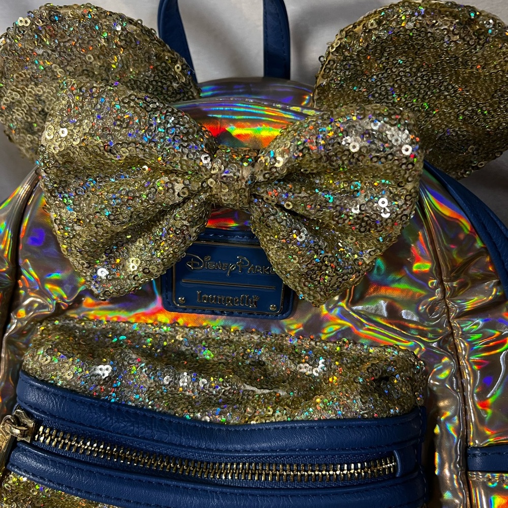 Disney Loungefly 50th Anniversary Iridescent and Gold Backpack - Picture 3 of 5